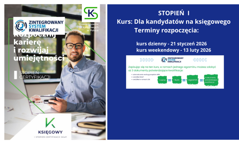 Certyfikowane kursy księgowości I STOPNIA