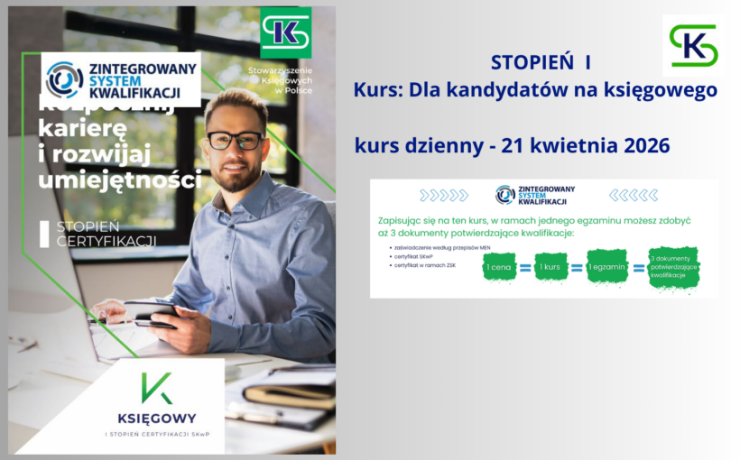 Certyfikowany kurs księgowości I STOPNIA